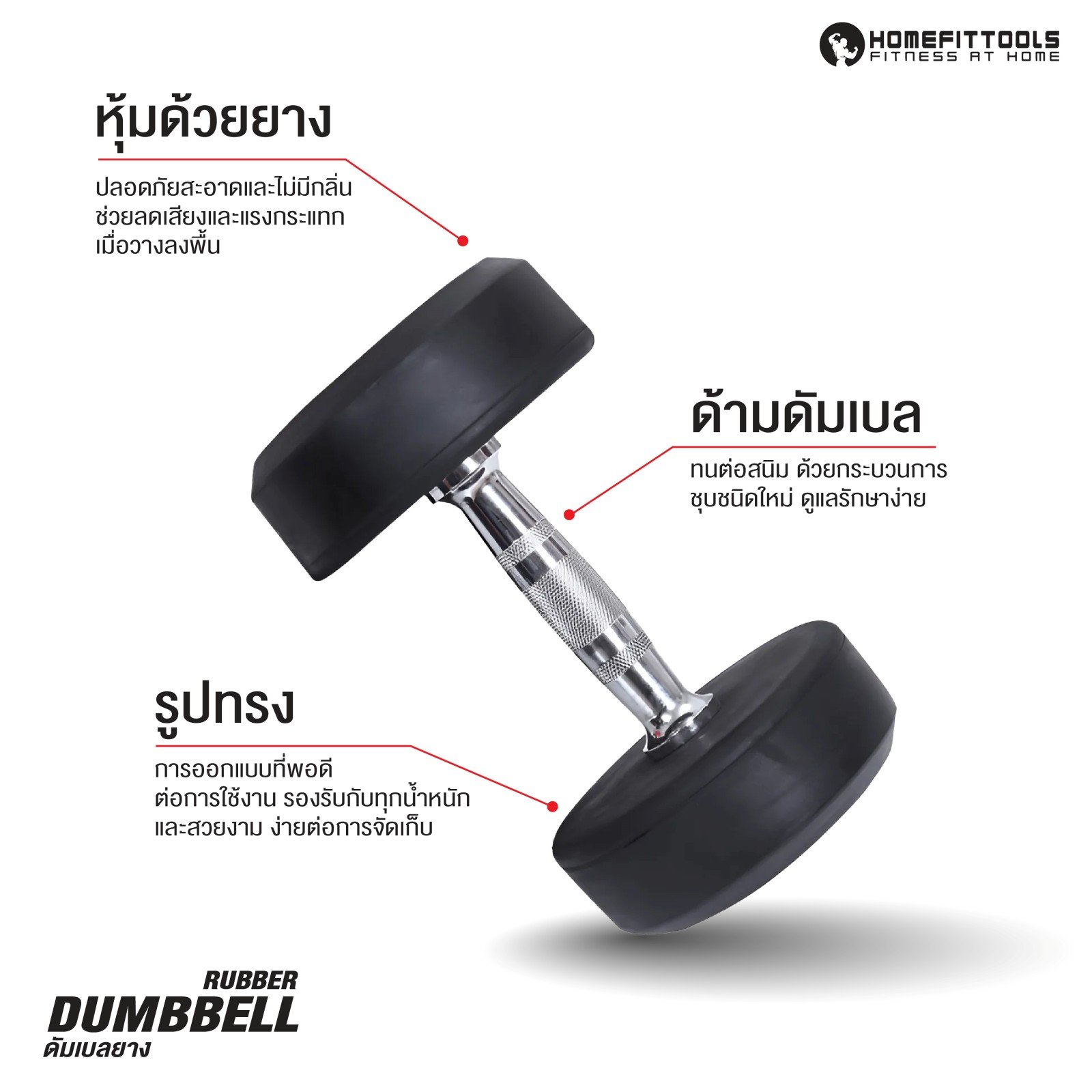 ดัมเบลยางกลม HOMEFITTOOLS 32.5KG 1 คู่_2